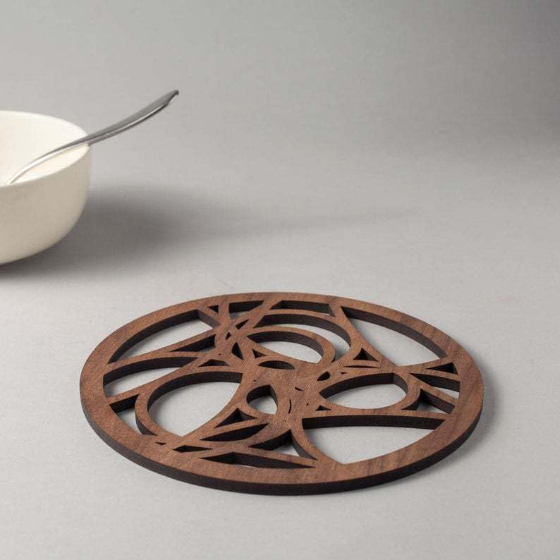 Laser Cut Elegant Wooden Coaster for Table Decor