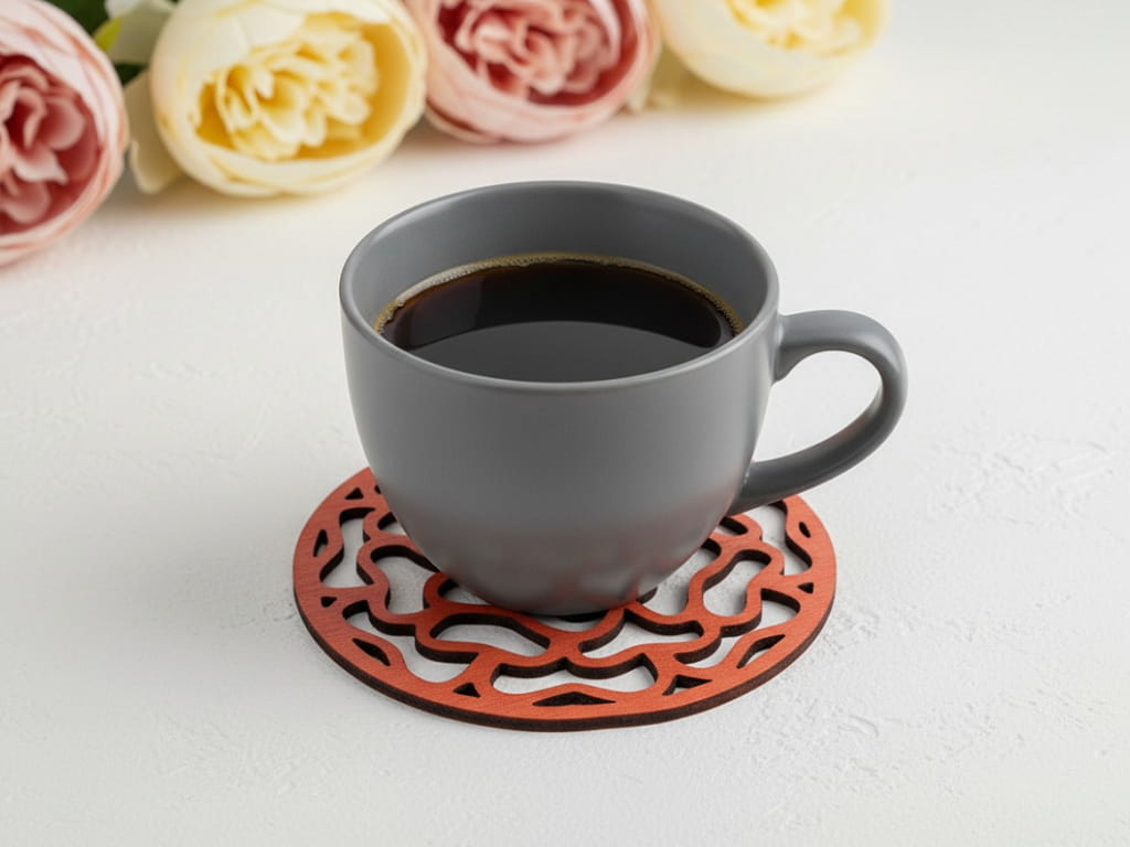 Laser Cut Wooden Coffee Cup Coaster