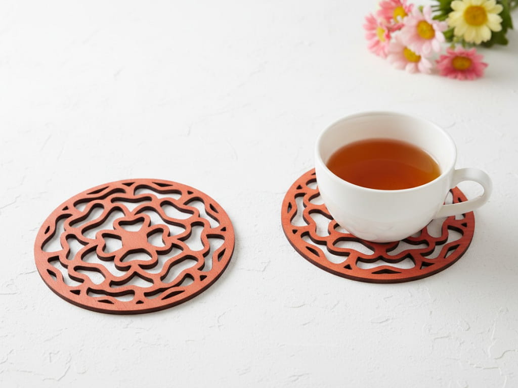 Laser Cut Wooden Coffee Cup Coaster