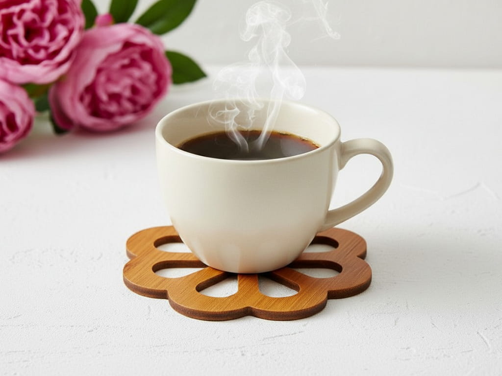 Laser Cut Wooden Coffee Table Coasters