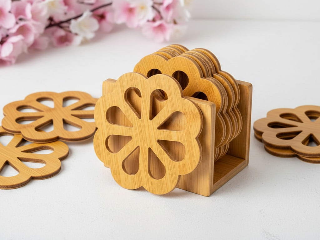 Laser Cut Wooden Coffee Table Coasters