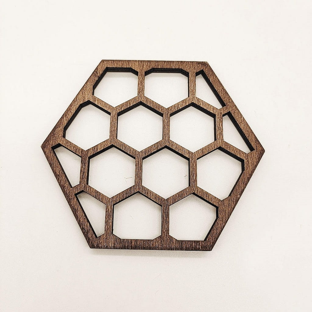 Laser Cut Honeycomb Bee Wooden Coaster Set
