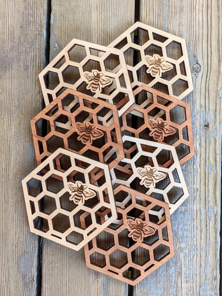 Laser Cut Honeycomb Coasters Hot Pads Trivets