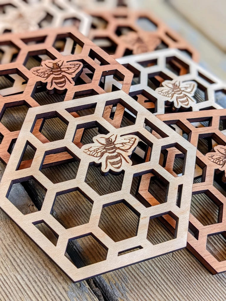 Laser Cut Honeycomb Coasters Hot Pads Trivets