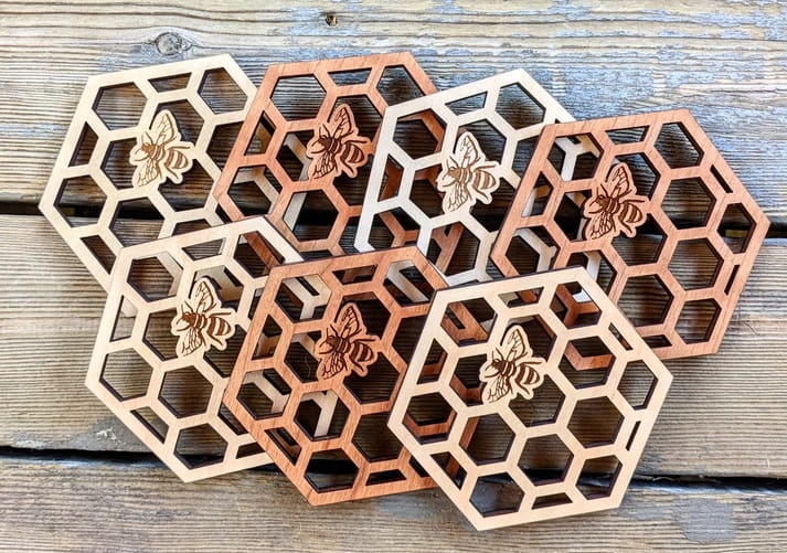 Laser Cut Honeycomb Coasters Hot Pads Trivets