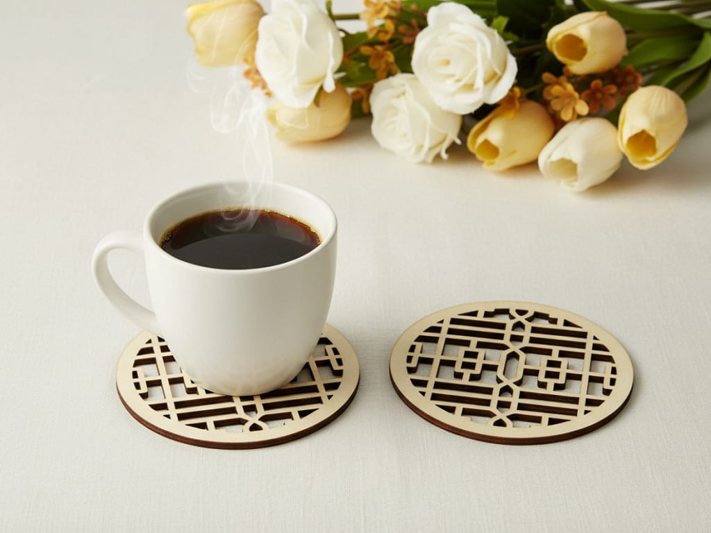 Laser Cut Modern Wooden Coaster