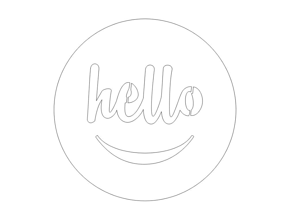Laser Cut Hello Smiley Face Wooden Coaster