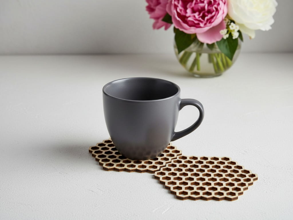 Laser Cut Honeycomb Wood Hot Pad