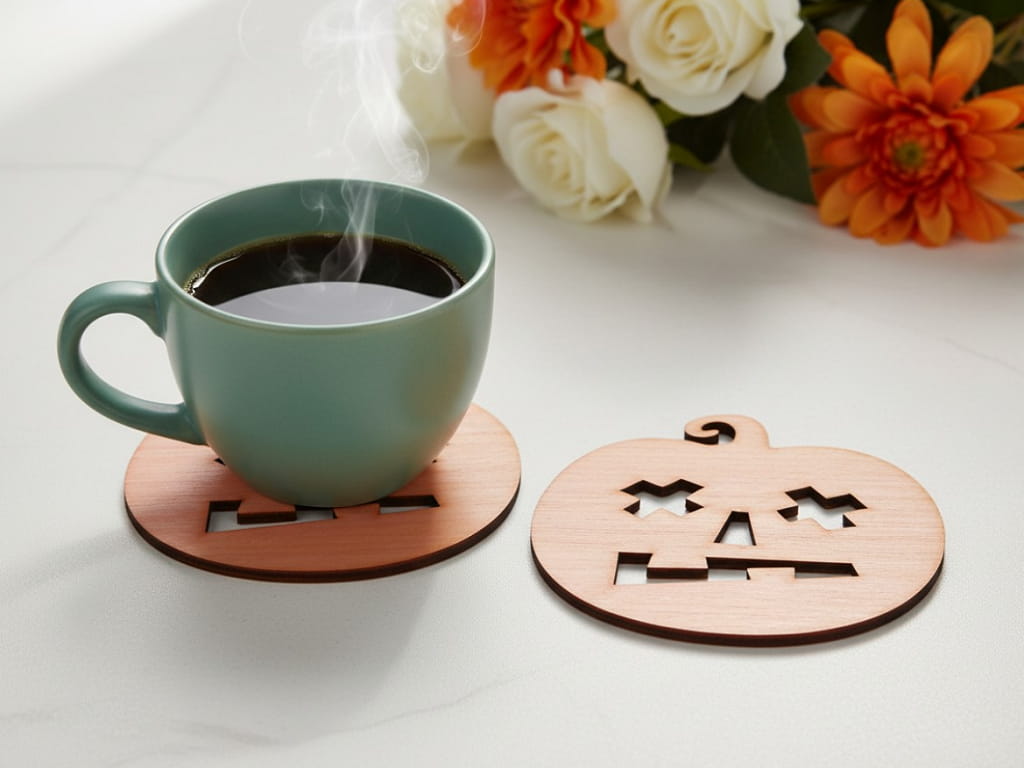 Laser Cut Wooden Halloween Drink Coaster