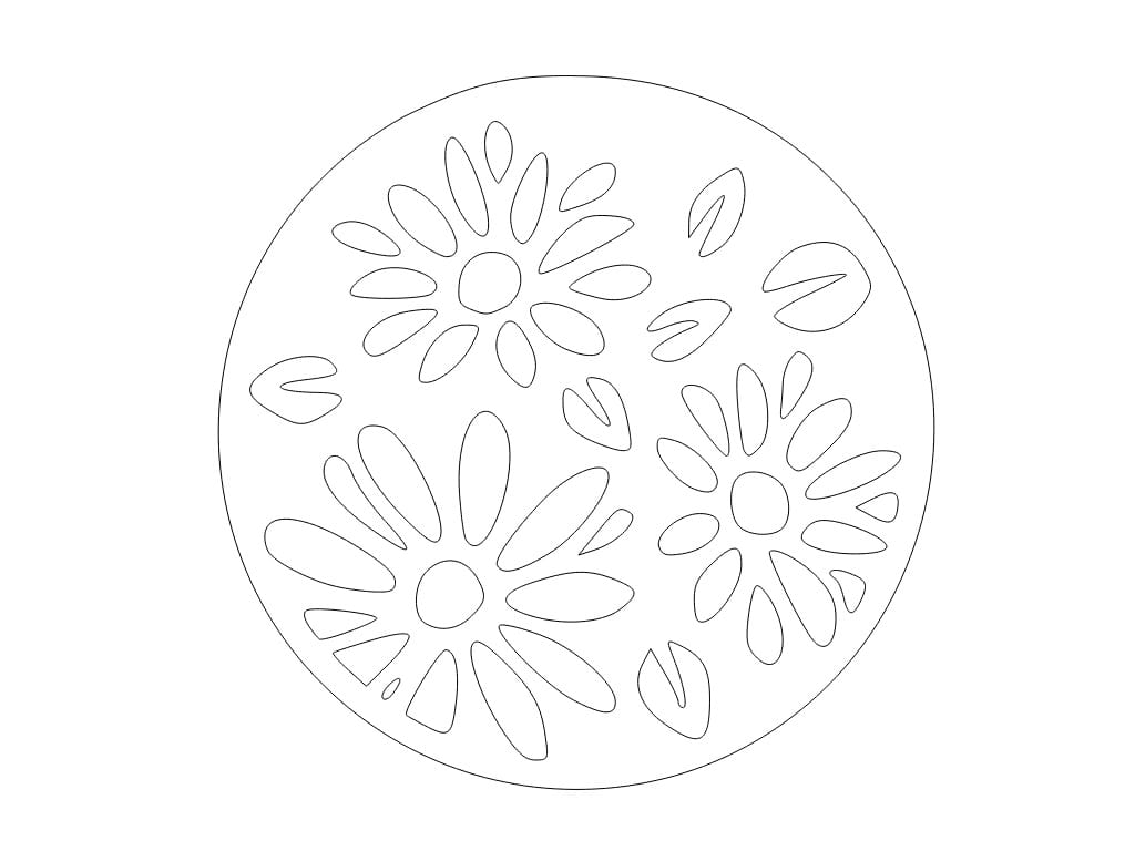 Laser Cut Round Floral Wooden Tea Coaster