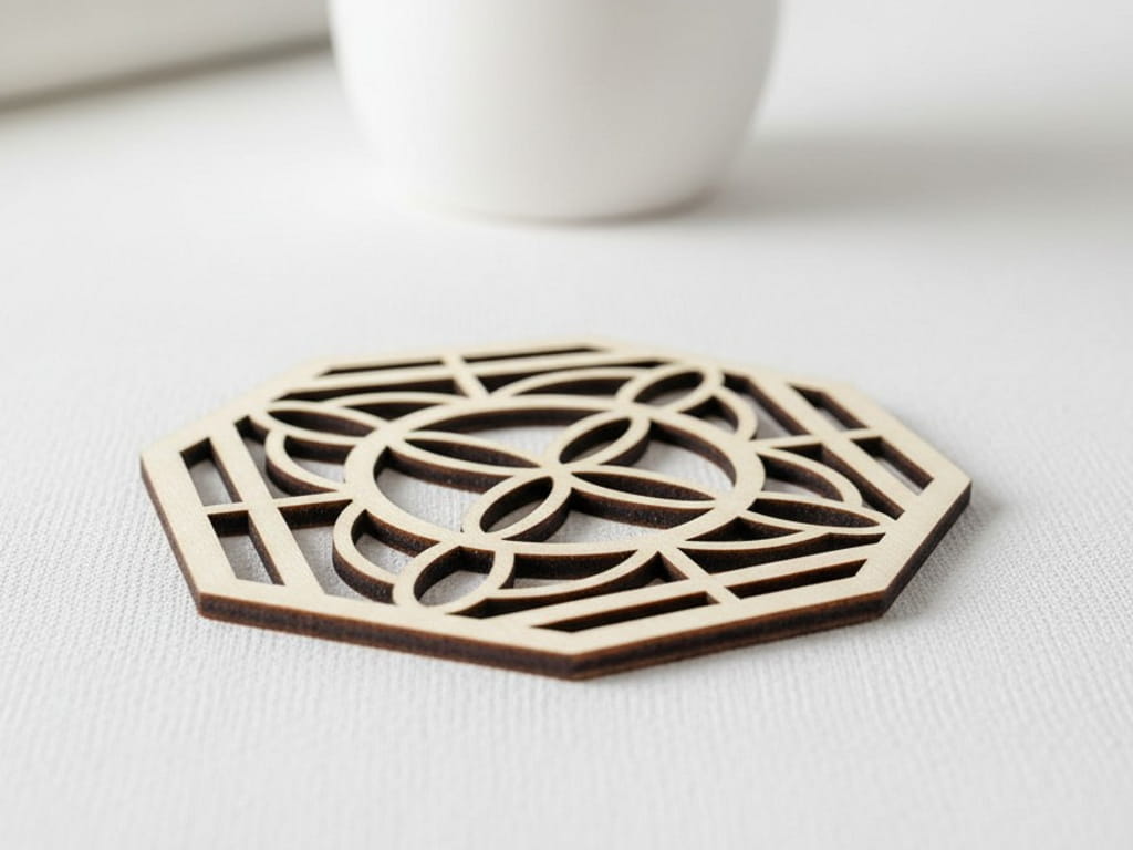 Laser Cut Wooden Teacup Mat