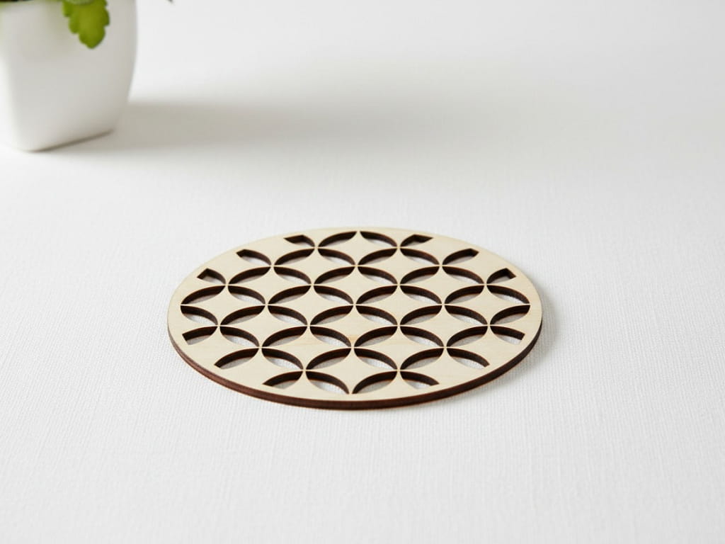 Laser Cut Wooden Tea and Coffee Cup Mat for Table Protection