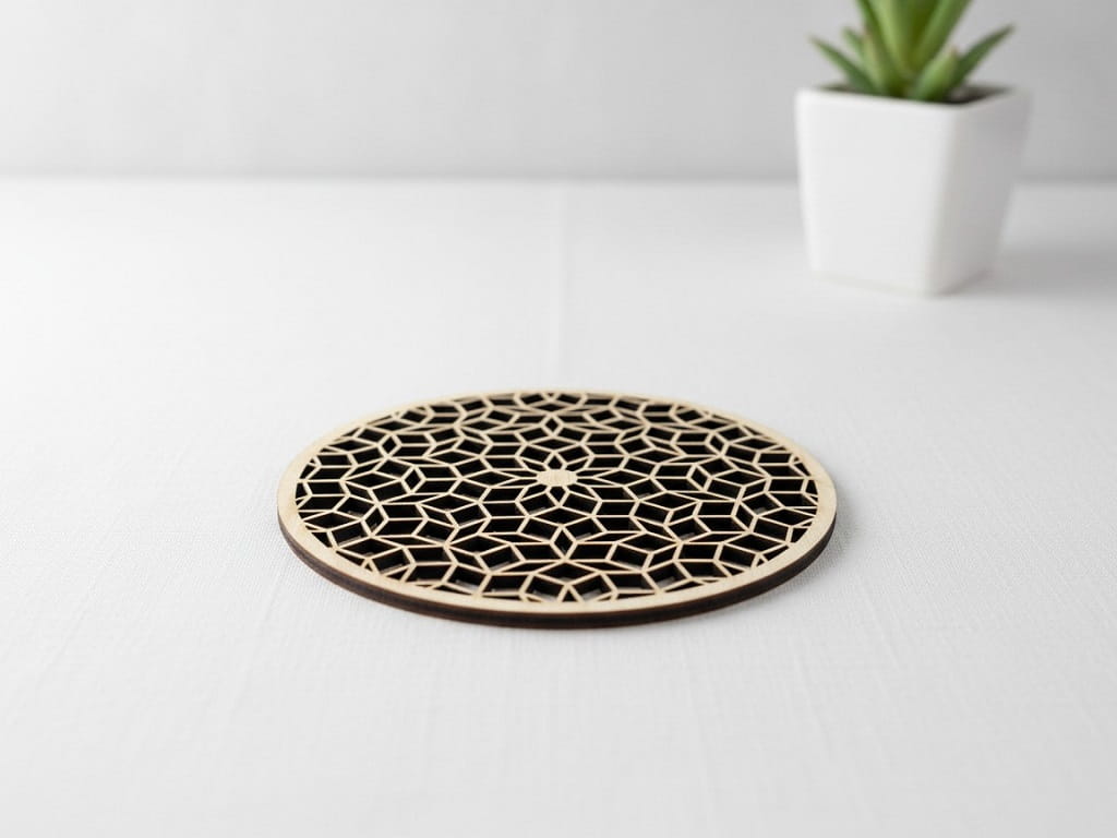 Laser Cut Wooden Penrose Trivet for Hot Pans