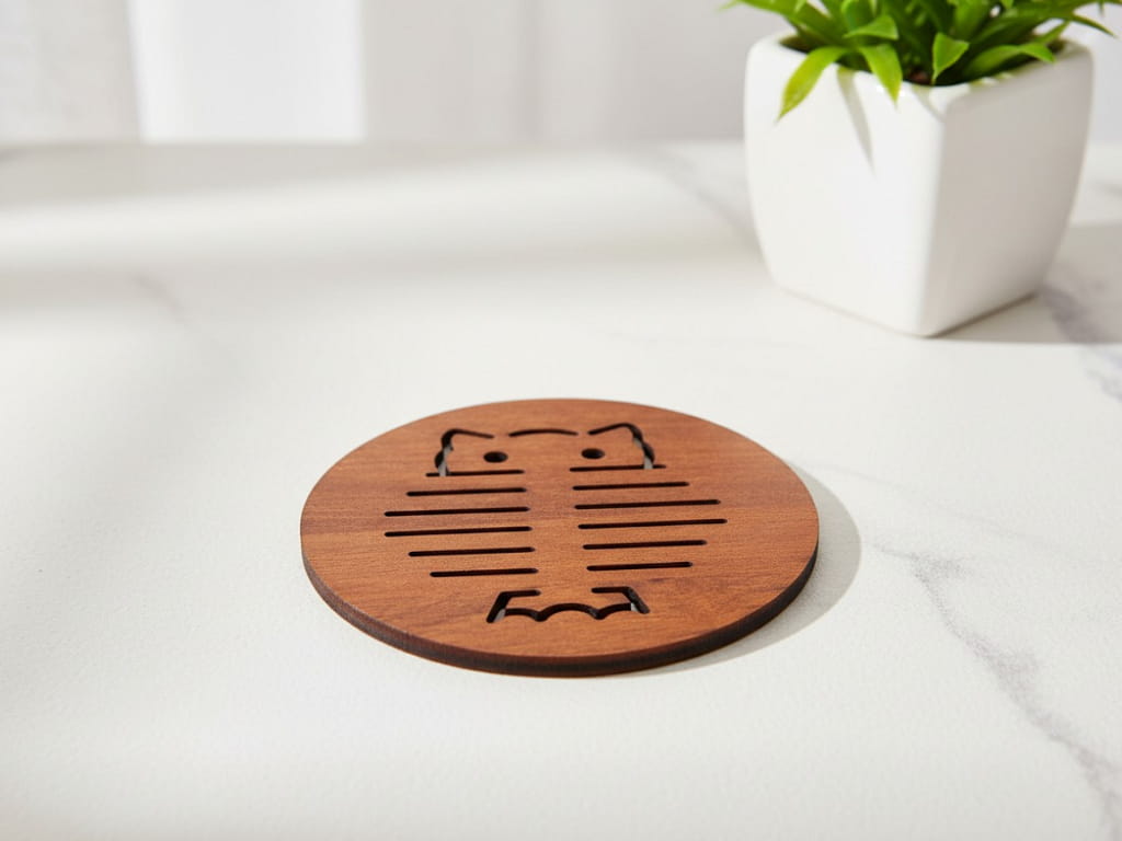 Laser Cut Wooden Round Trivet Mat