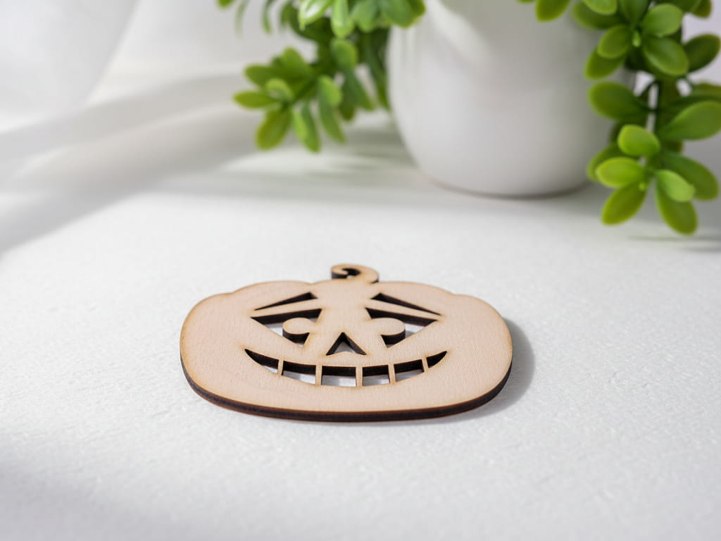Laser Cut Wooden Jack O Lantern Coaster