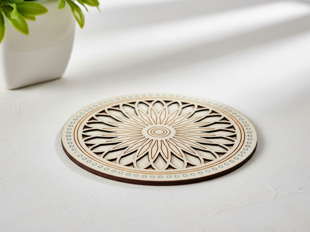 Laser Cut Coaster Set with Stand for Kitchen Home and Office