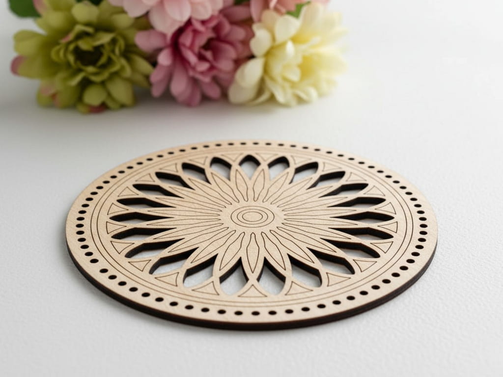 Laser Cut Coaster Set with Stand for Kitchen Home and Office