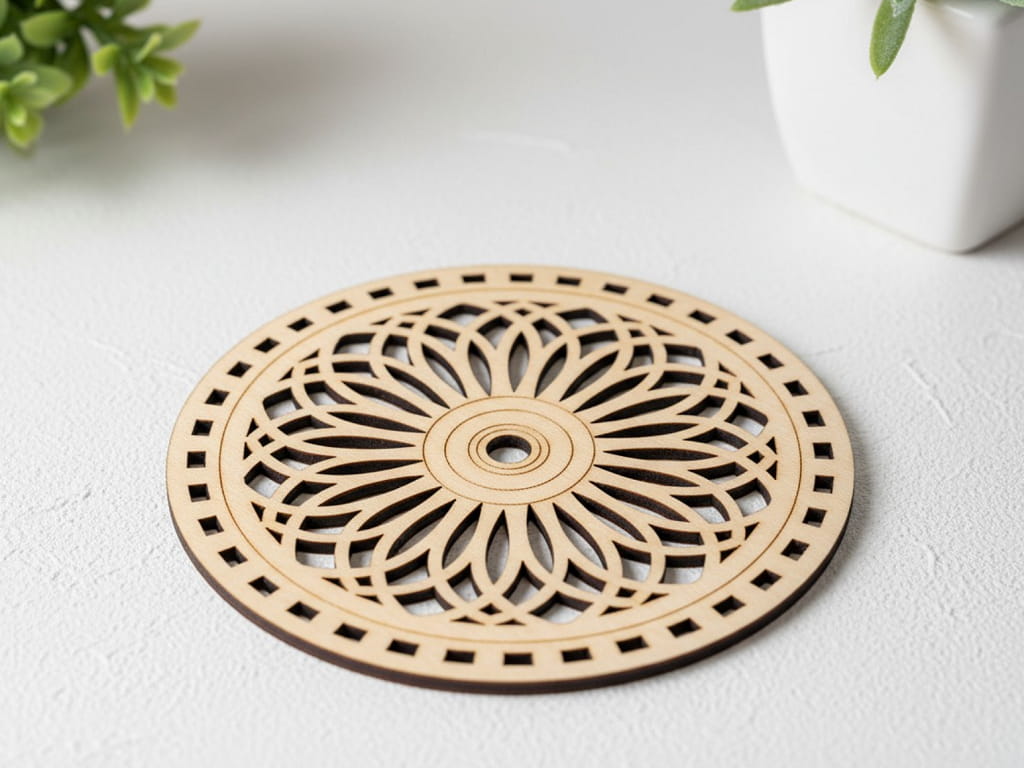 Laser Cut Decorative Coaster Set with Stand