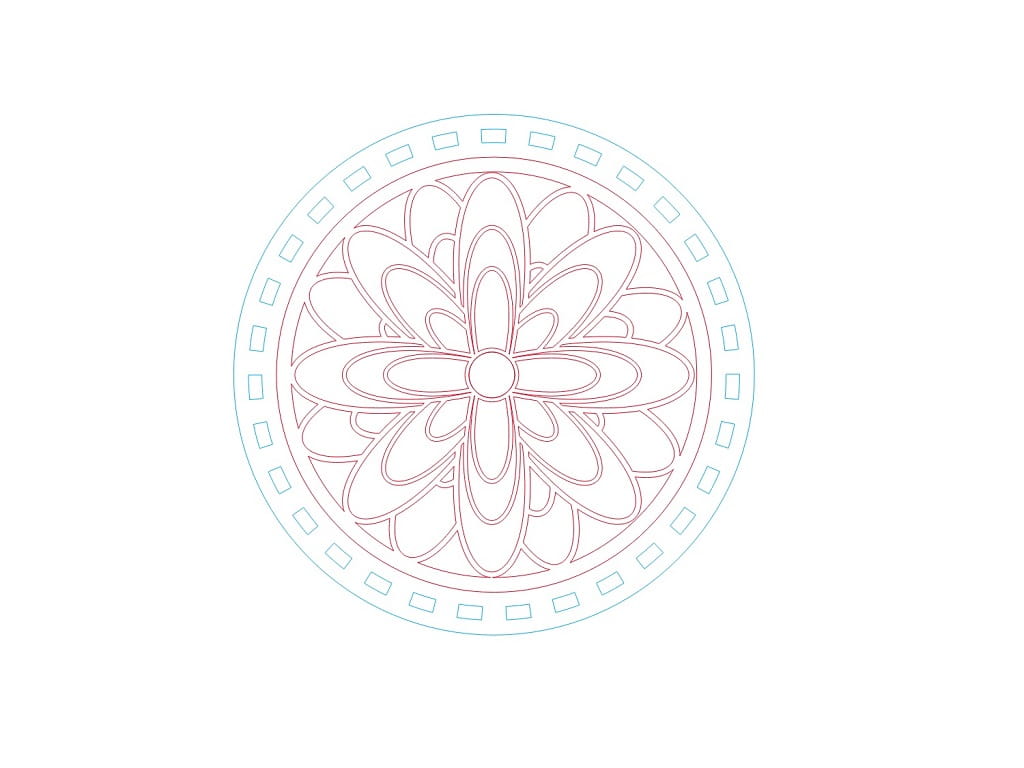 Laser Cut Floral Engraved Wooden Coaster with Holder