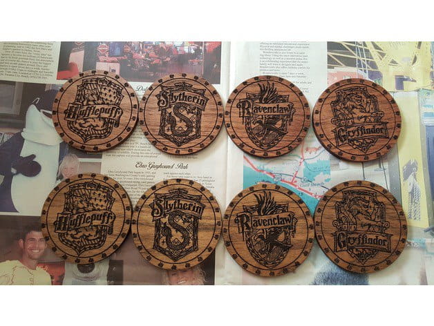 Laser Cut Wooden Harry Potter Inspired Engraved Coasters