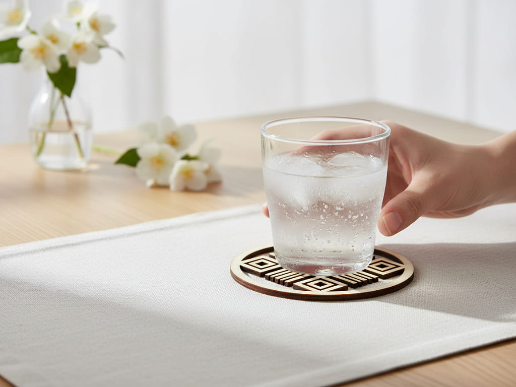 Laser Cut Elegant Modern Wooden Drink Coaster