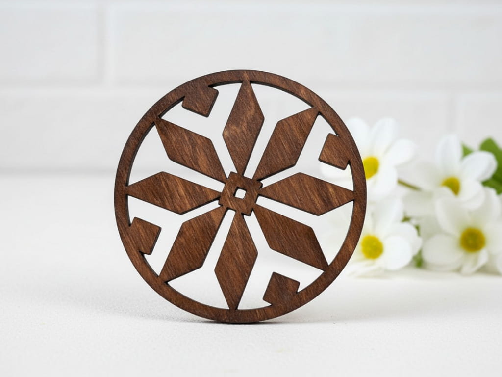 Laser Cut Elegant Wooden Coffee Coaster for Table Protection