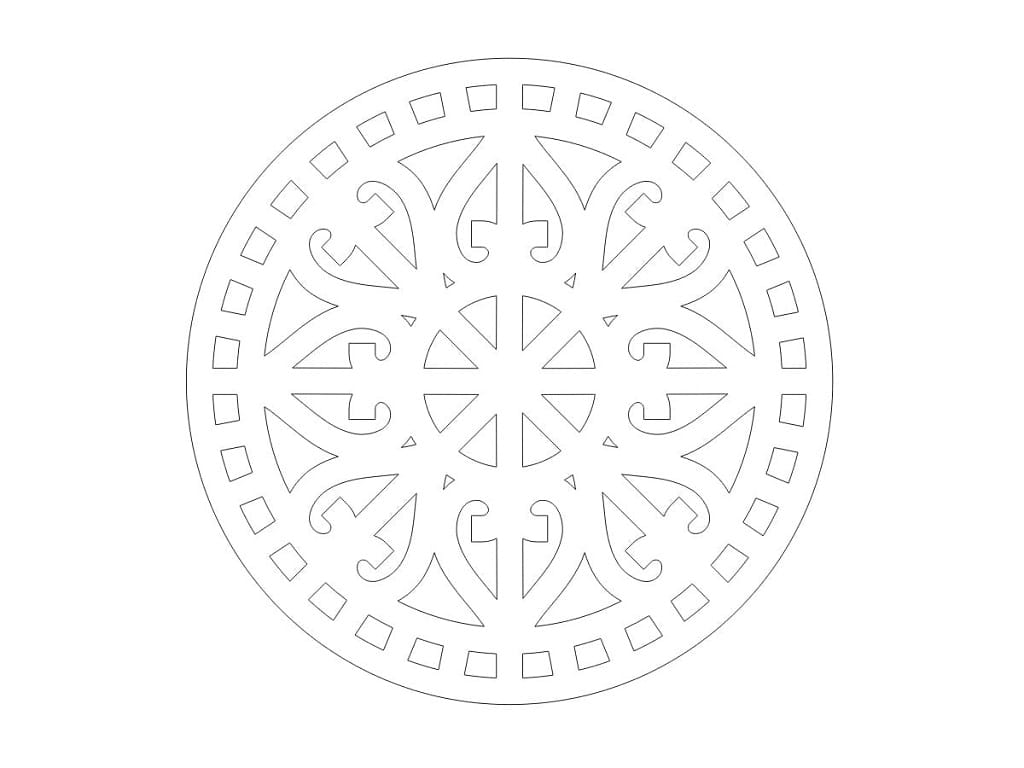 Laser Cut Wooden Drink Coaster with Geometric Mandala Pattern