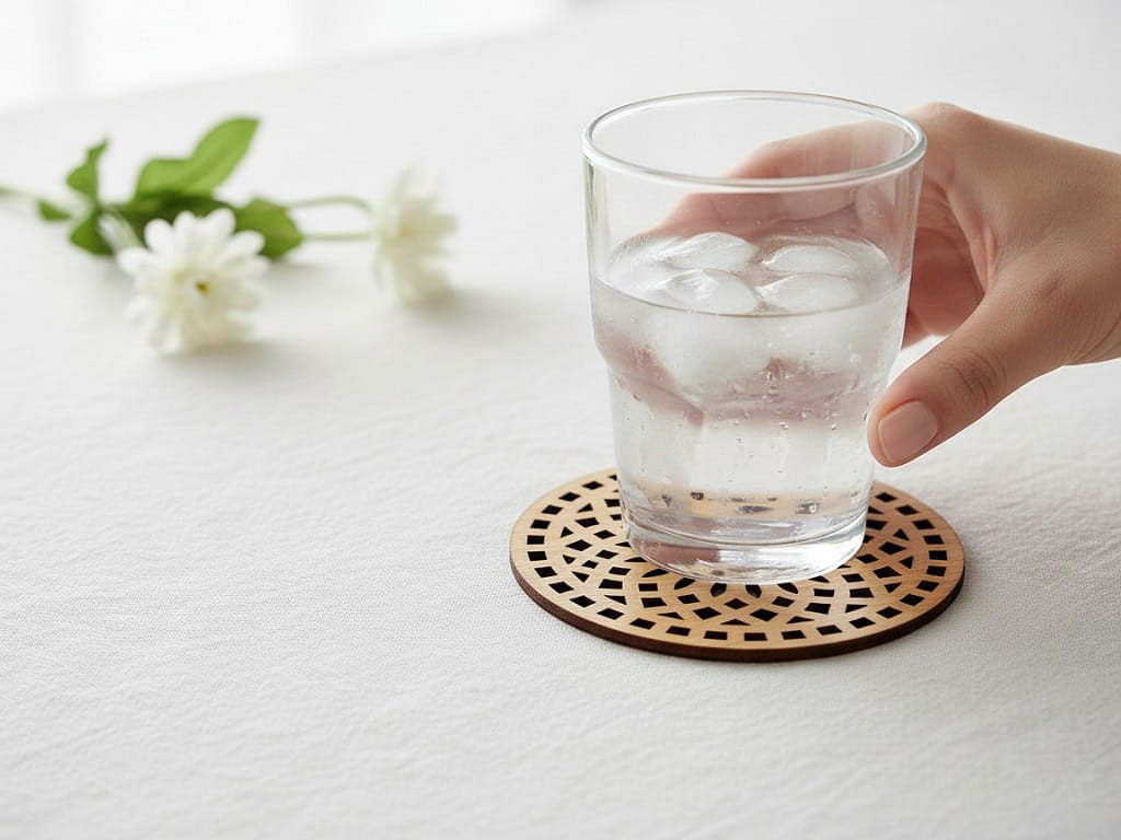 Laser Cut Wooden Geometric Drink Coaster