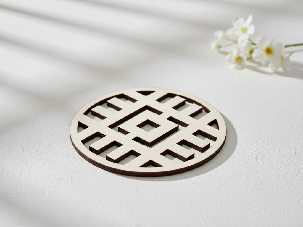 Laser Cut Wooden Modern Geometric Drink Coaster