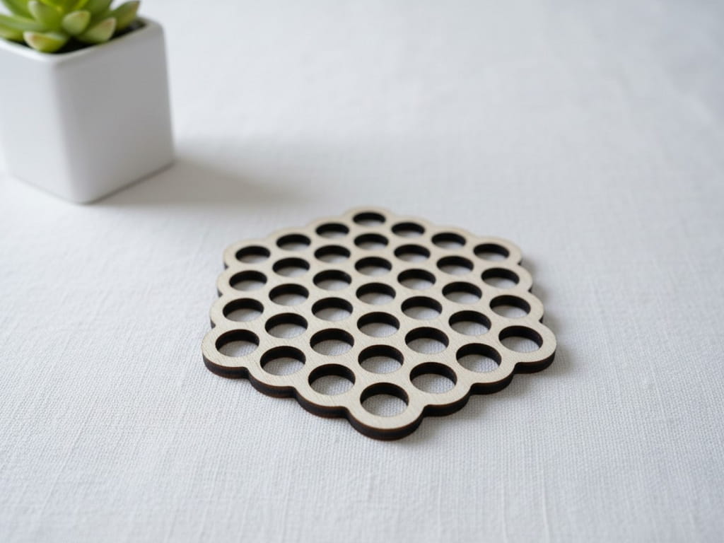 Laser Cut Wooden Honeycomb Trivet Coaster for Countertops