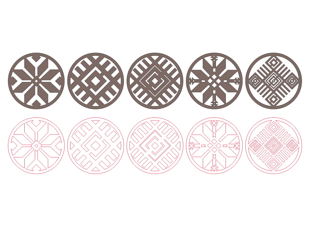 Laser Cut Geometric Wooden Drink Coasters Set of Five