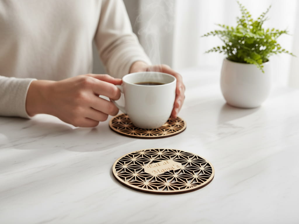 Laser Cut Personalized Wooden Drink Coaster