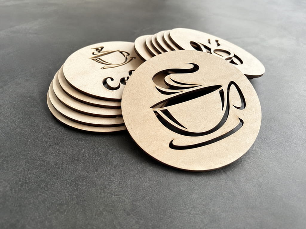 Laser Cut Round Wooden Coffee Cup Coaster