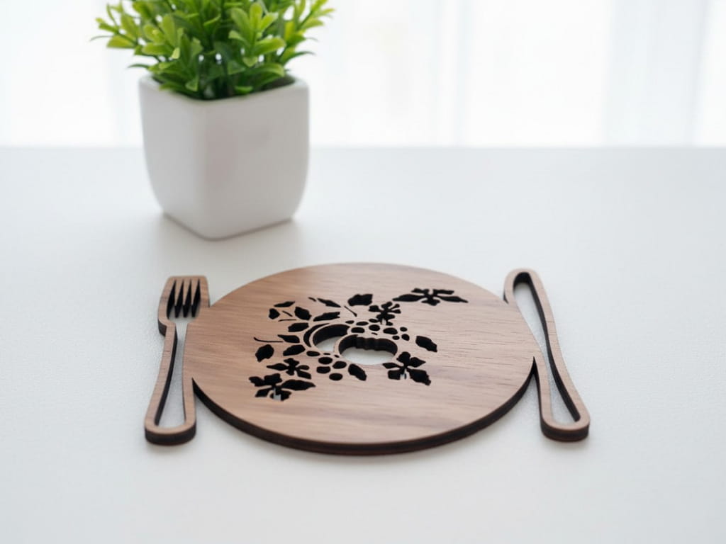 Laser Cut Wooden Decorative Placemat Trivet