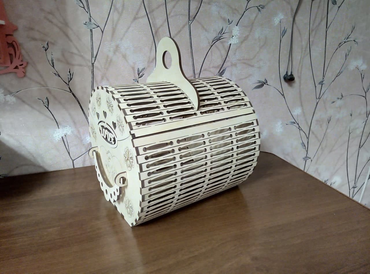 Decorative Plywood Rolling Top Basket 4mm Laser Cut File