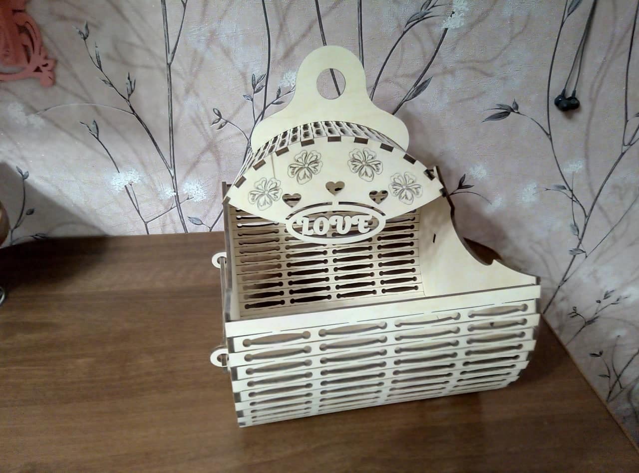 Decorative Plywood Rolling Top Basket 4mm Laser Cut File