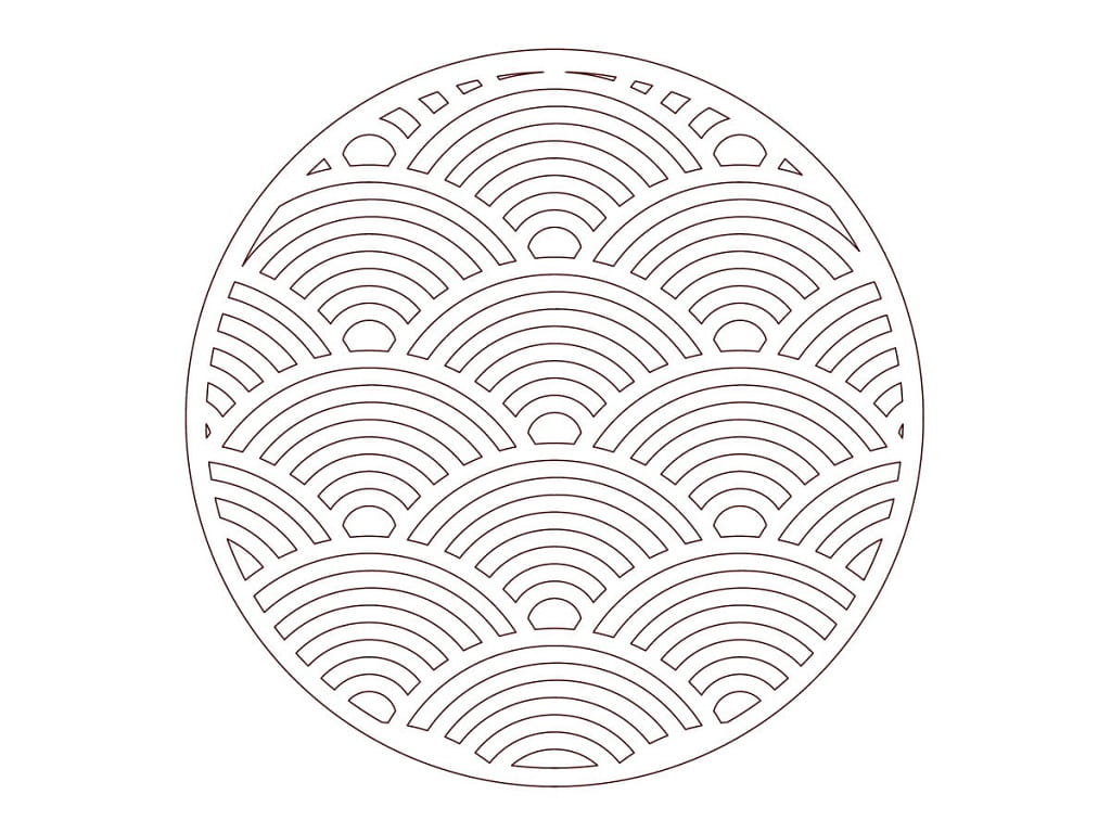 Laser Cut Wooden Drink Coaster with Japanese Seigaiha Pattern
