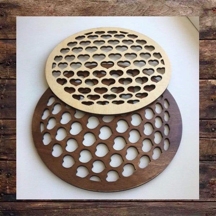 Laser Cut Wooden Heart Pattern Hot Pad Trivet