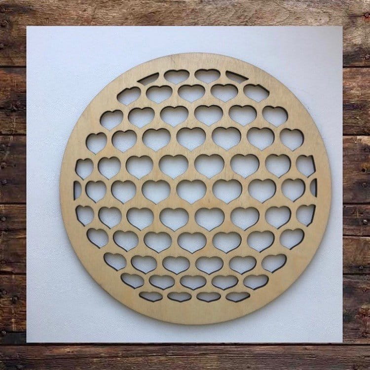 Laser Cut Wooden Heart Pattern Hot Pad Trivet