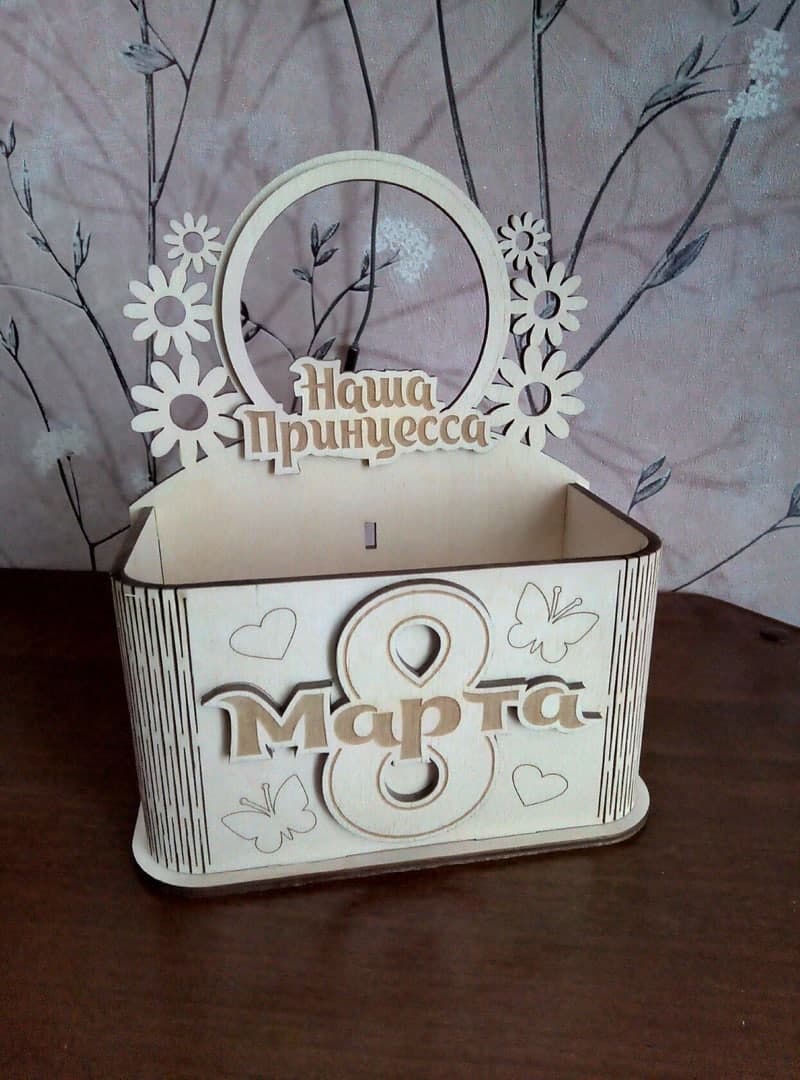 Plywood Pencil Holder Gift for 8 March Laser Cut FIle