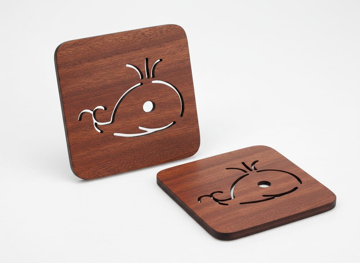 Laser Cut Wooden Square Drink Coaster and Pot Mat