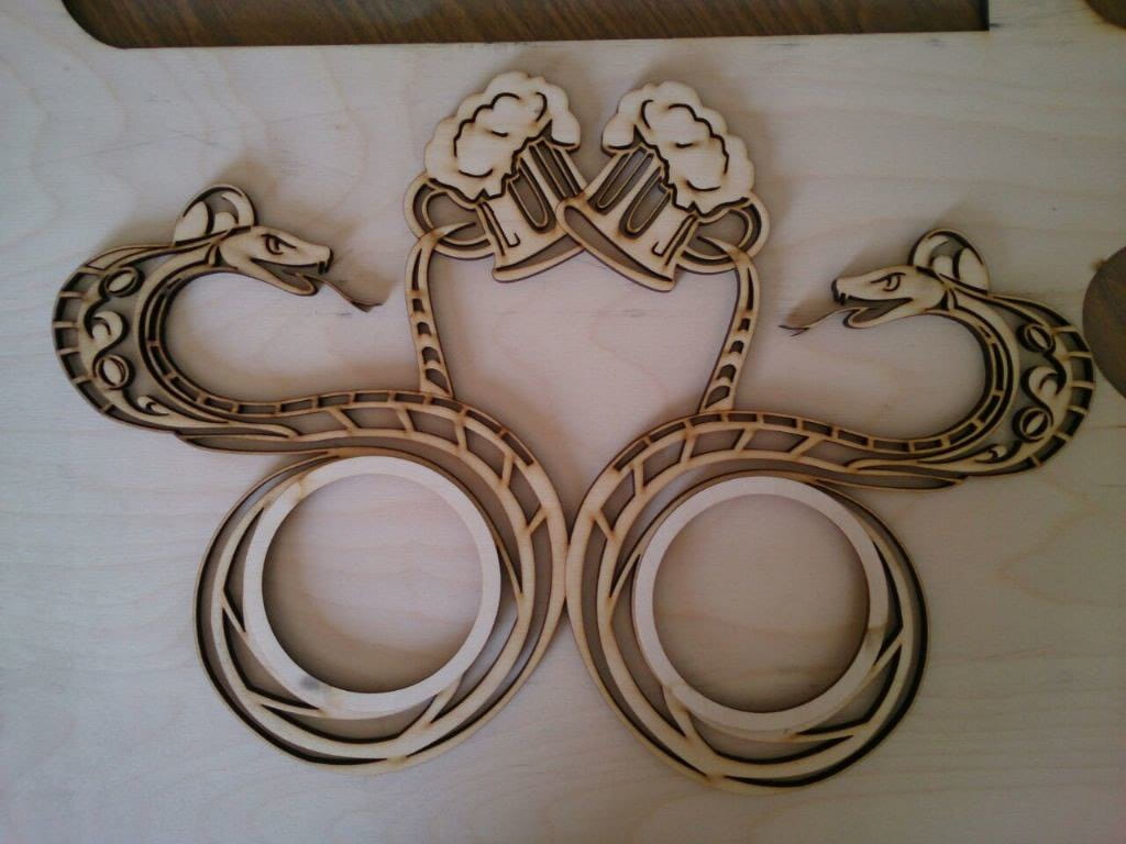 Laser Cut Wooden Snake Placemat Coaster