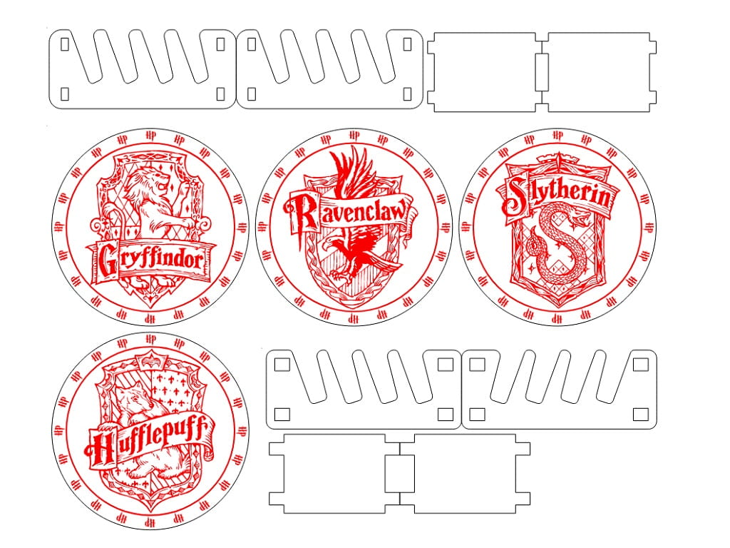 Laser Engraved Harry Potter Coaster Set with Holder