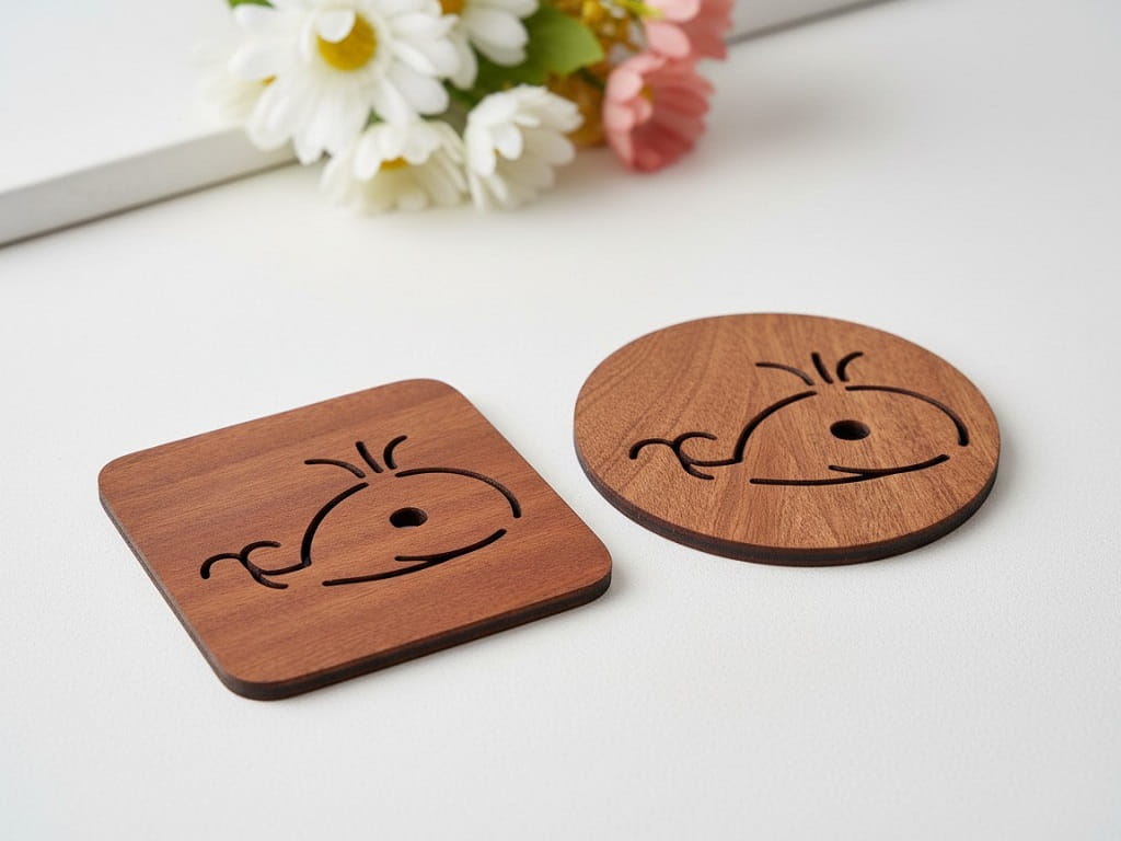 Laser Cut Wooden Cute Kitchen Coasters