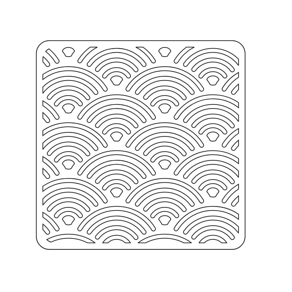 Laser Cut Wooden Square Coaster with Japanese Seigaiha Pattern
