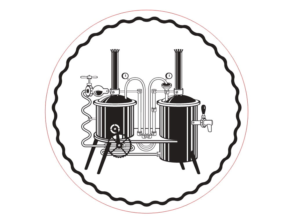 Laser Engraved Drink Coaster with Vintage Brewing Equipment Design