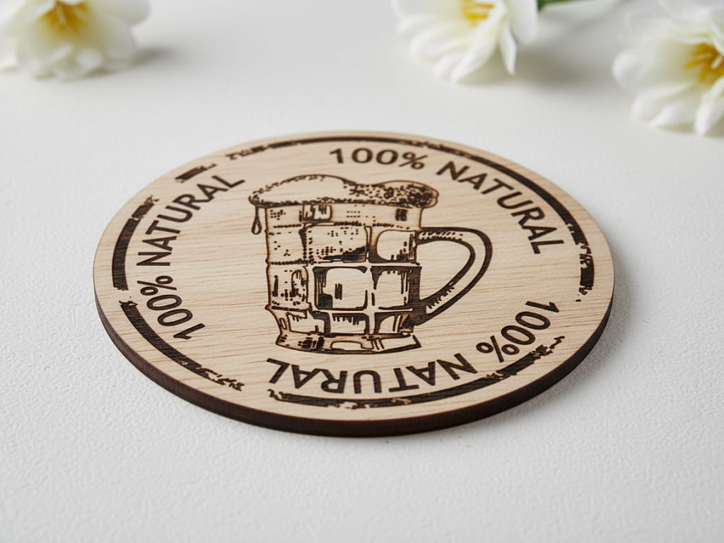Laser Engraved Round Wooden Beer Mug Drink Coaster