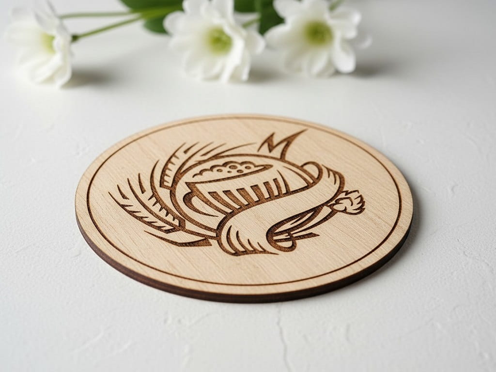Laser Engraved Wooden Beer Mug Drink Coaster