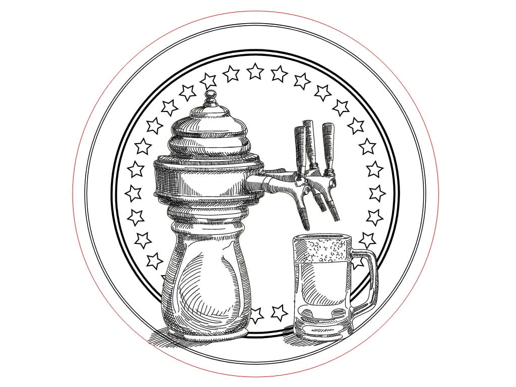 Laser Engraved Drink Coaster with Vintage Coffee Dispenser Design