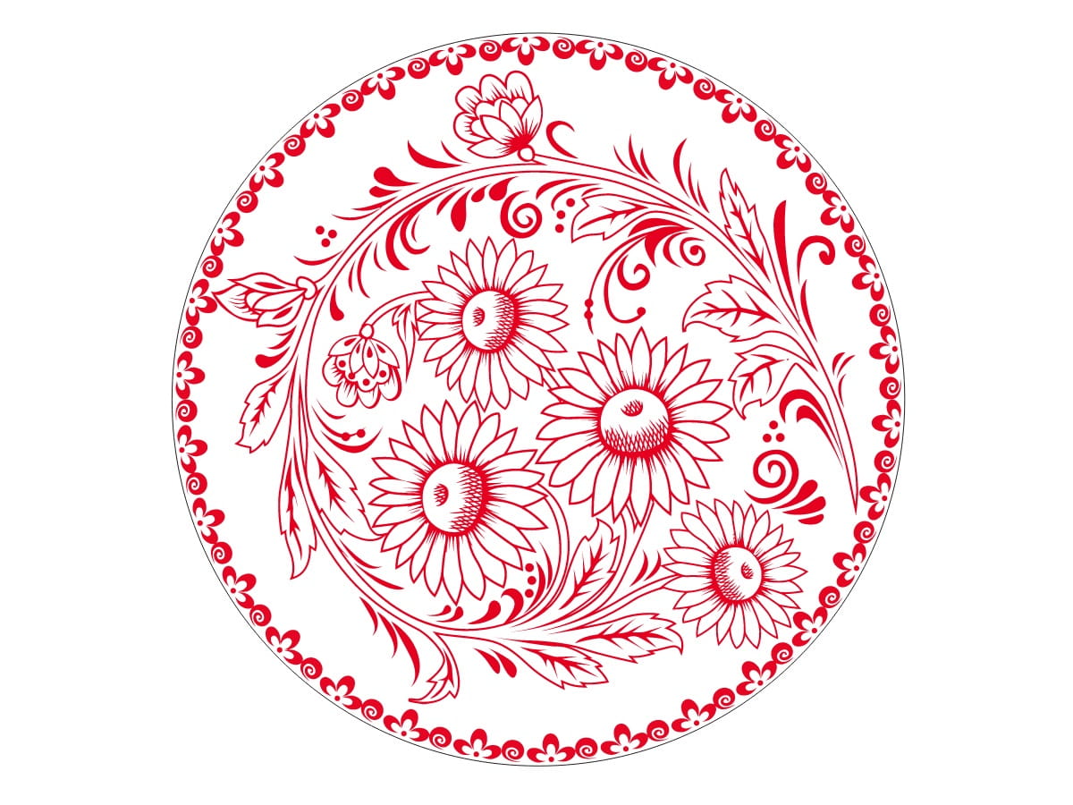 Laser Engraved Khokhloma Russian Folk Art Drink Coaster